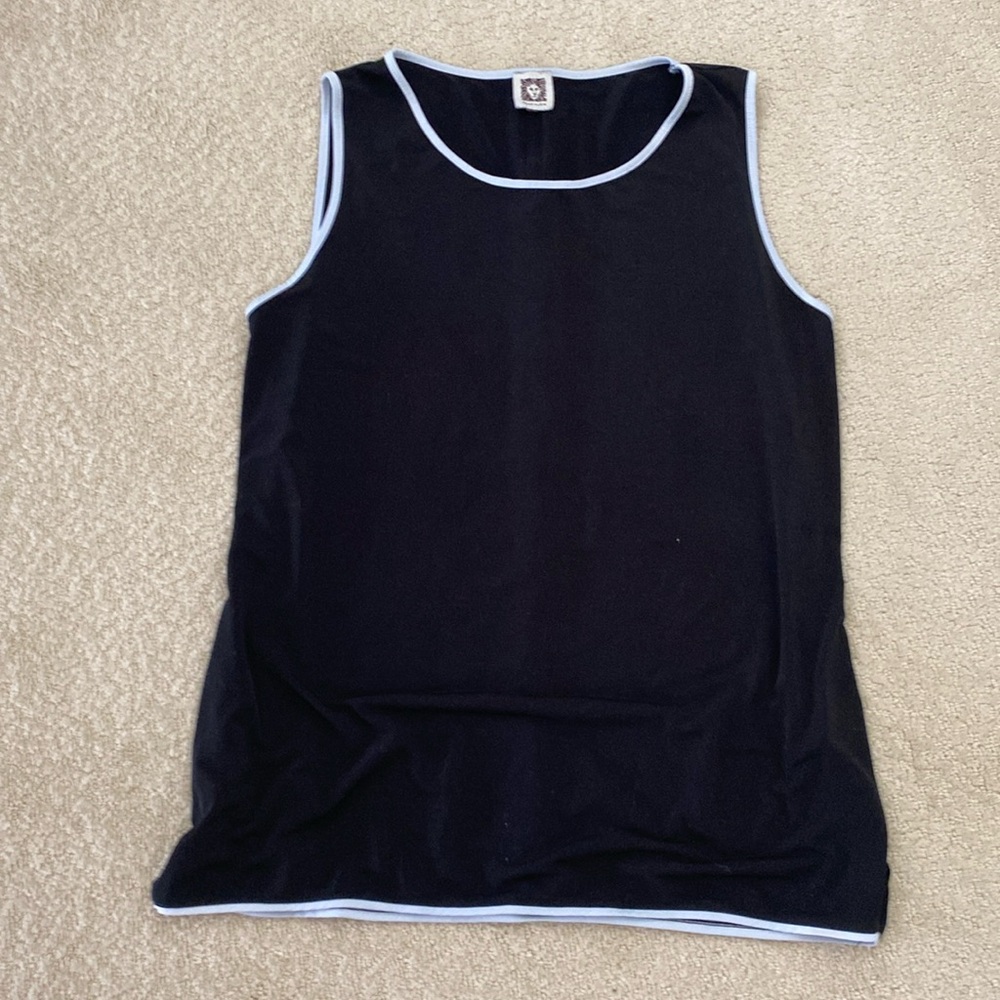 Anne Klein Black Tank Top with White Edging